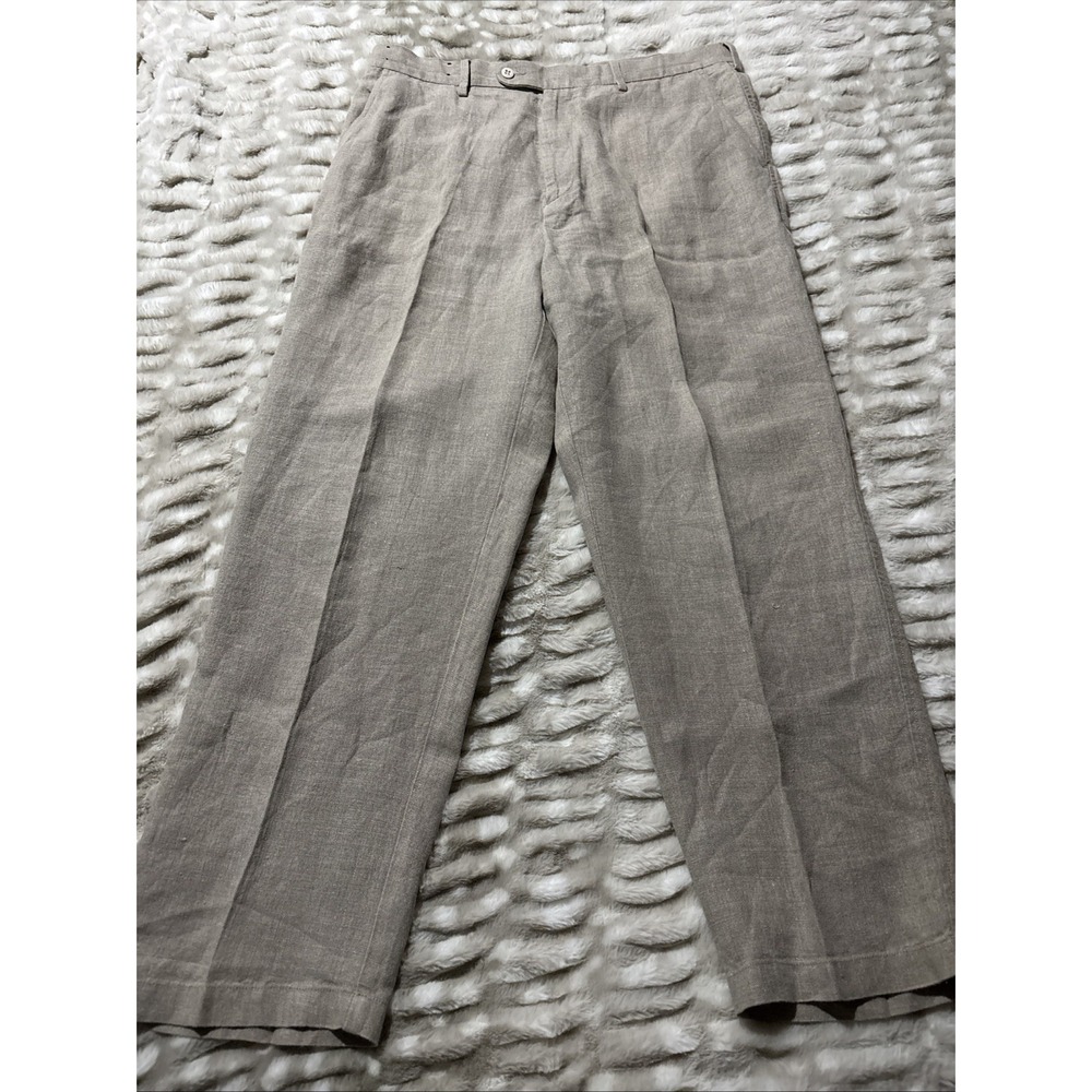 Daniel Cremieux Mens Classics Biarritz Pants 100% Linen Tan 36x30 Beachy Costal